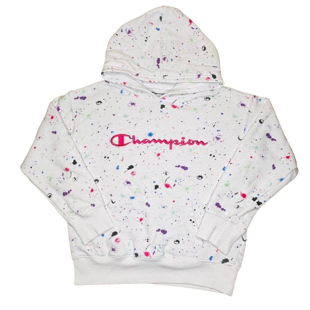 Champion Girls Pullover Hoodie Sweatshirt White Size Small